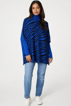 Printed High Neck Relaxed Knit Top