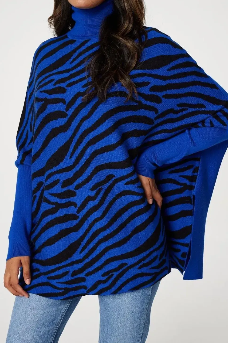 Printed High Neck Relaxed Knit Top