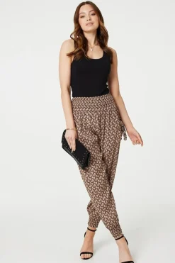 Printed High Waist Tassel Harem Pants
