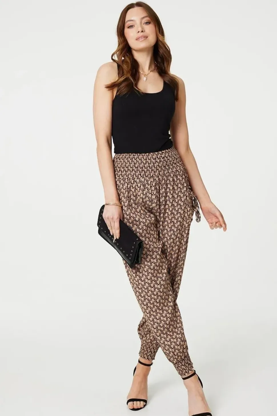 Printed High Waist Tassel Harem Pants