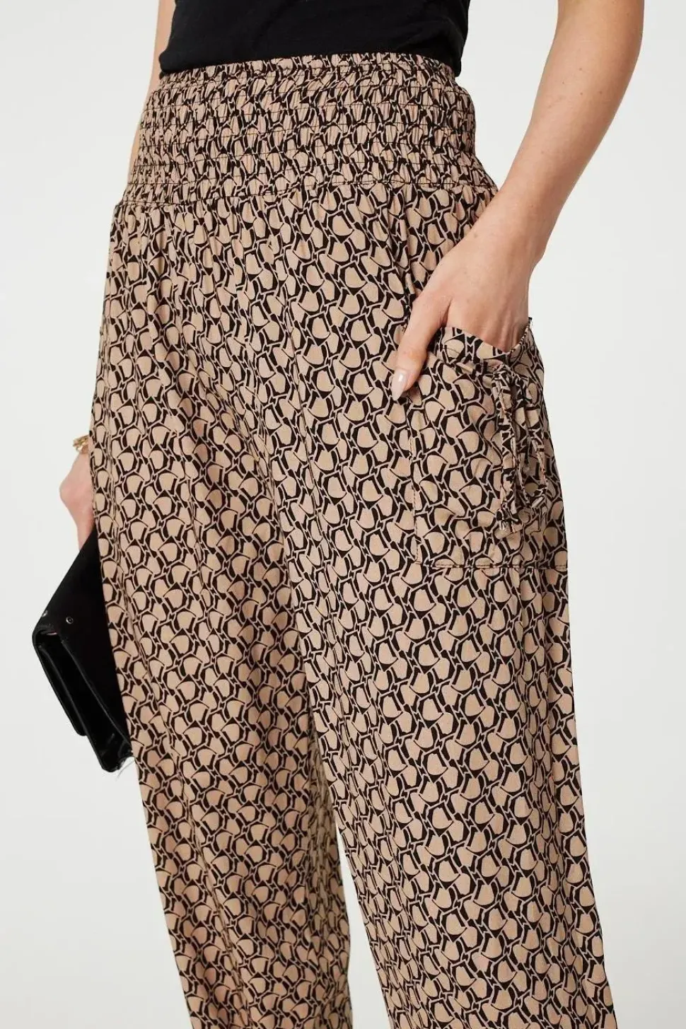 Printed High Waist Tassel Harem Pants