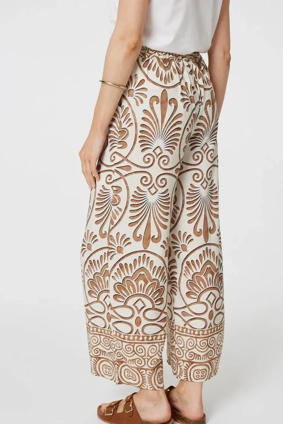 Printed High Waist Wide Leg Trousers