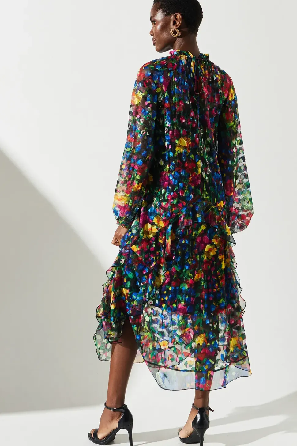 Printed Jacquard Mesh Dress
