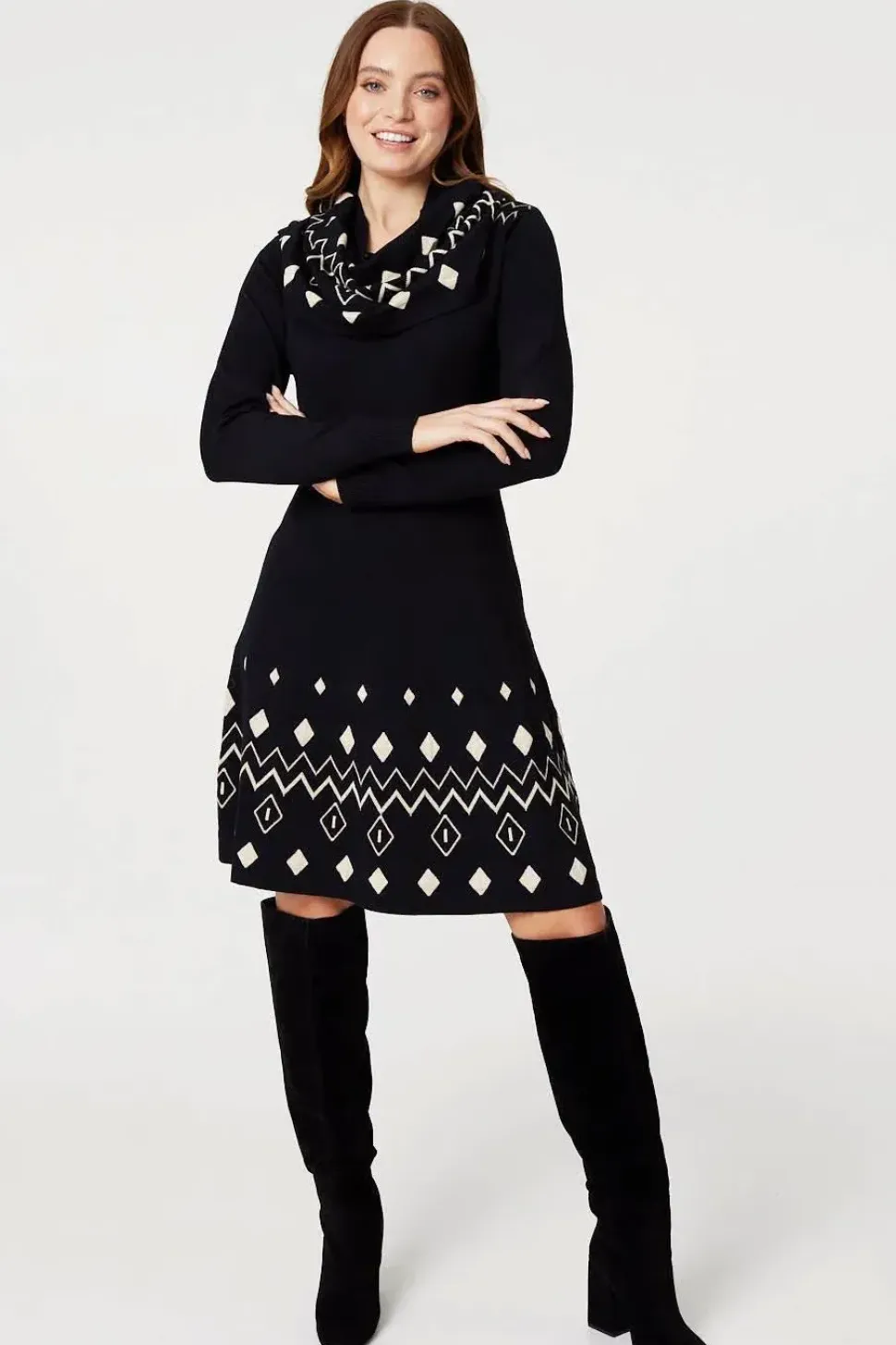 Printed Knit Skater Dress
