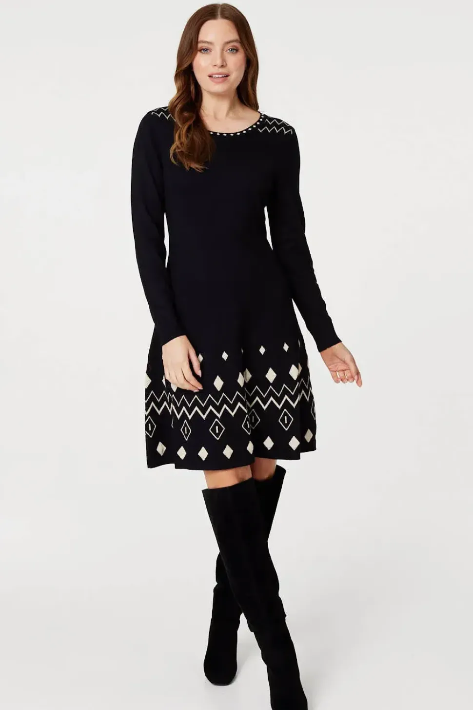 Printed Knit Skater Dress