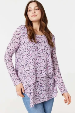 Printed Layered Hem Blouse