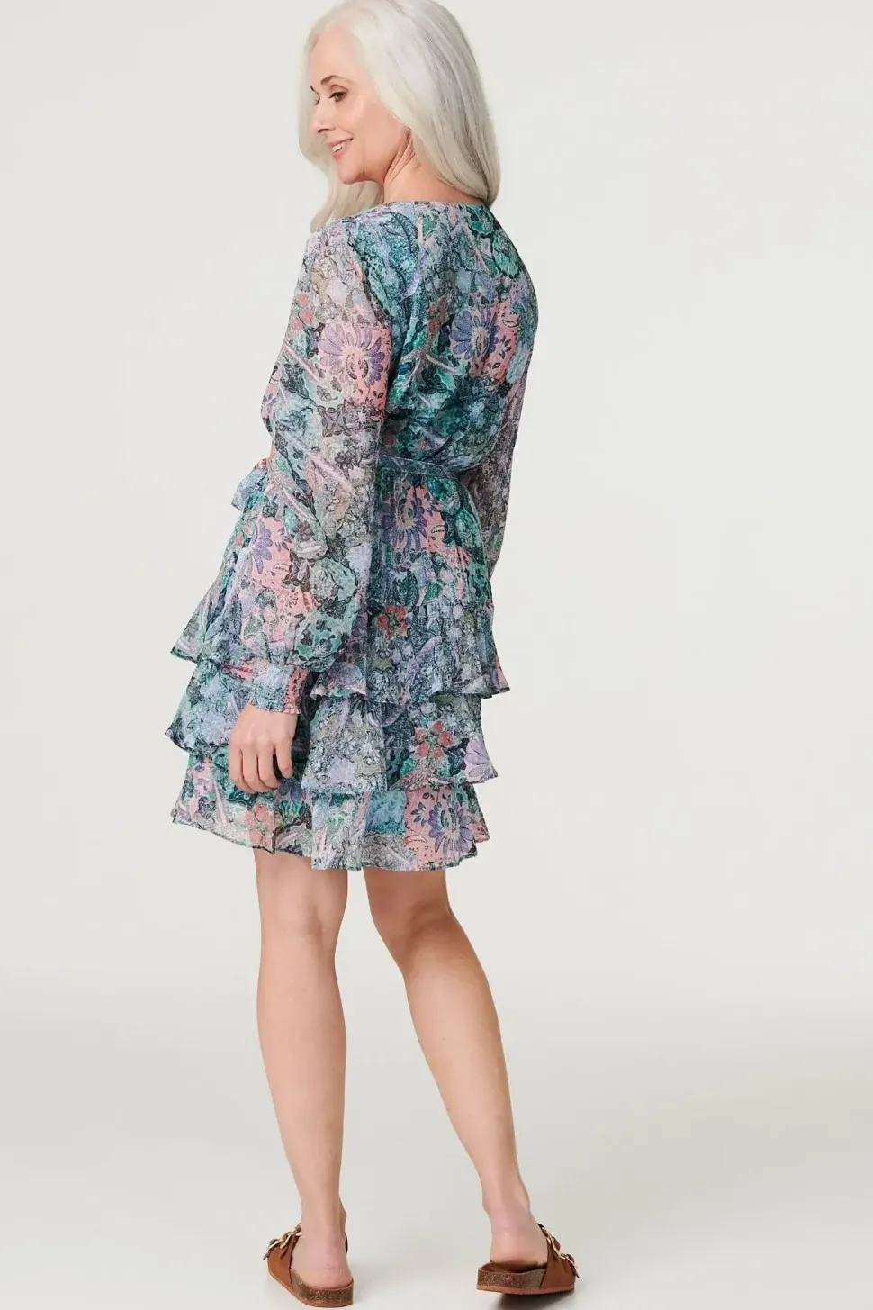 Printed Layered Hem Short Dress
