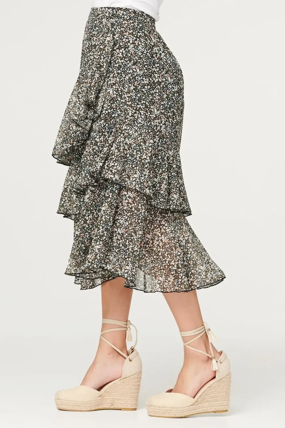 Printed Layered Midi Skirt