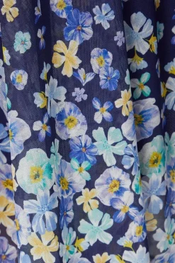 Printed Mesh High Low Midaxi Dress