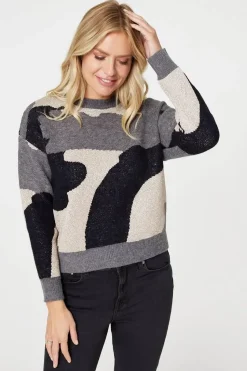 Printed Metallic Knit Jumper