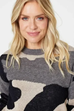 Printed Metallic Knit Jumper