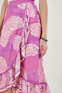 Printed Mock Wrap Skirt