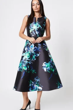 Printed Notch Neck Twill Dress