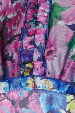 Printed Organza Layer Midi Dress
