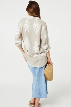 Printed Oversized Button Down Shirt