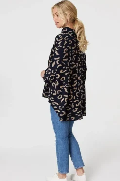 Printed Oversized High Neck Top