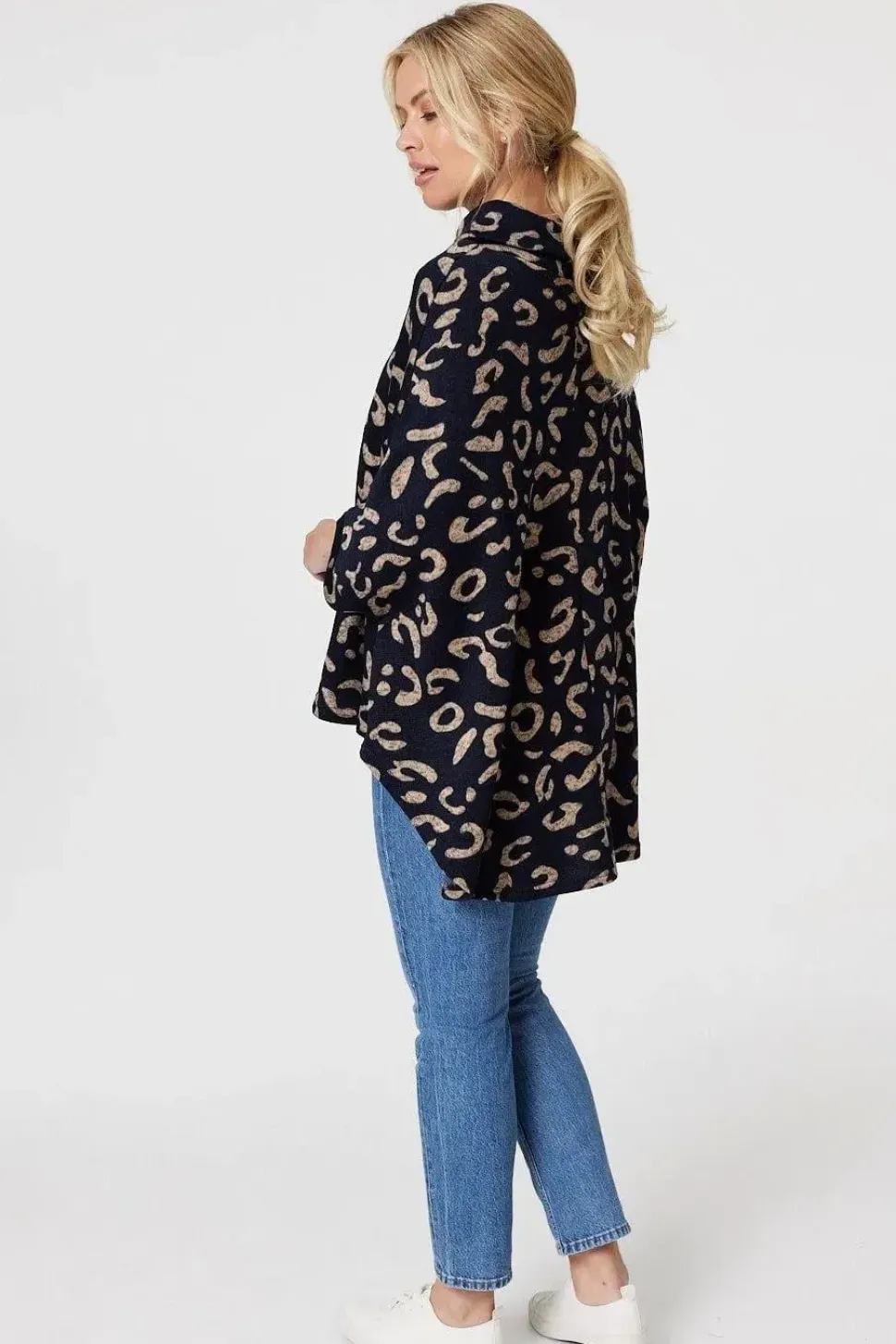 Printed Oversized High Neck Top