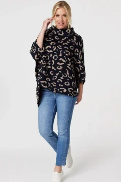 Printed Oversized High Neck Top