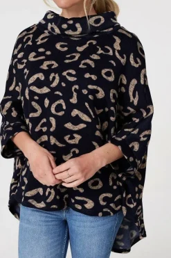 Printed Oversized High Neck Top