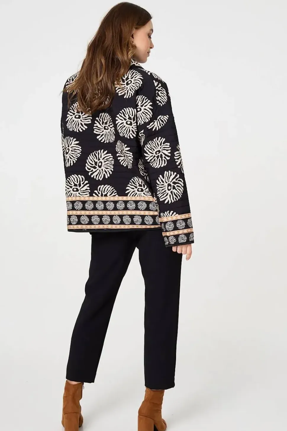 Printed Padded Open Front Jacket
