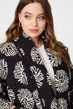 Printed Padded Open Front Jacket
