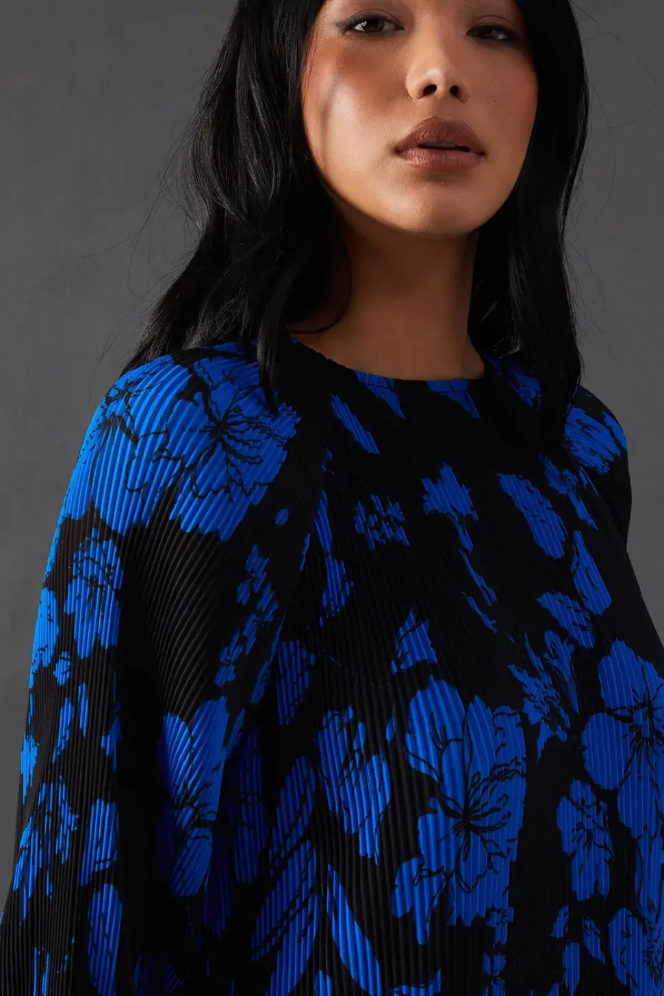 Printed Pleat Chiffon Midaxi Dress