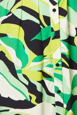 Printed Pleat Detail Shirt Dress