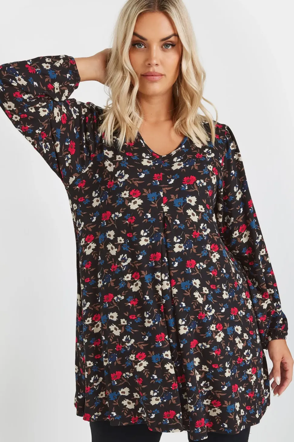 Printed Pleat Front Top