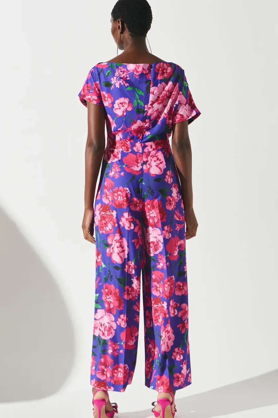 Printed Pleat Off The Shoulder Jumpsuit