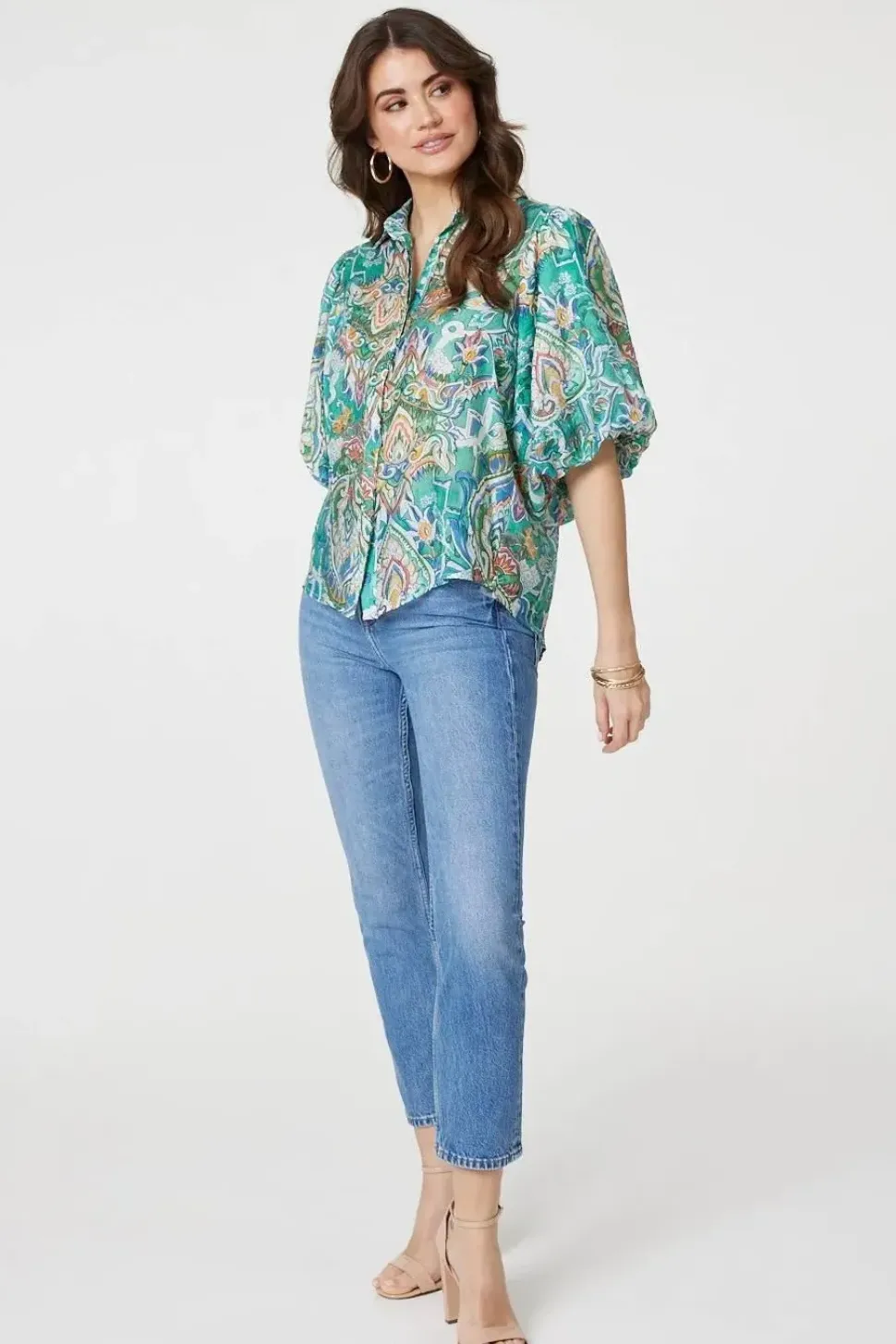 Printed Puff 1/2 Sleeve Shirt