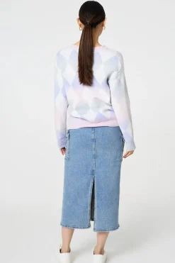 Printed Relaxed Fit Round Neck Jumper