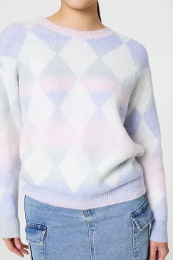 Printed Relaxed Fit Round Neck Jumper