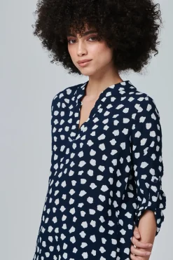 Printed Roll Sleeve Blouse