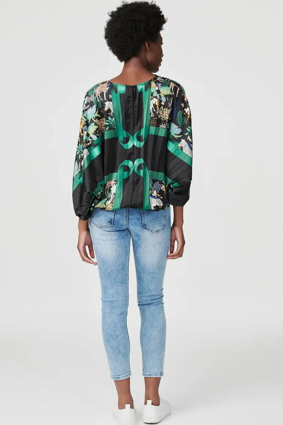 Printed Satin Oversized Blouse