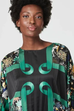 Printed Satin Oversized Blouse