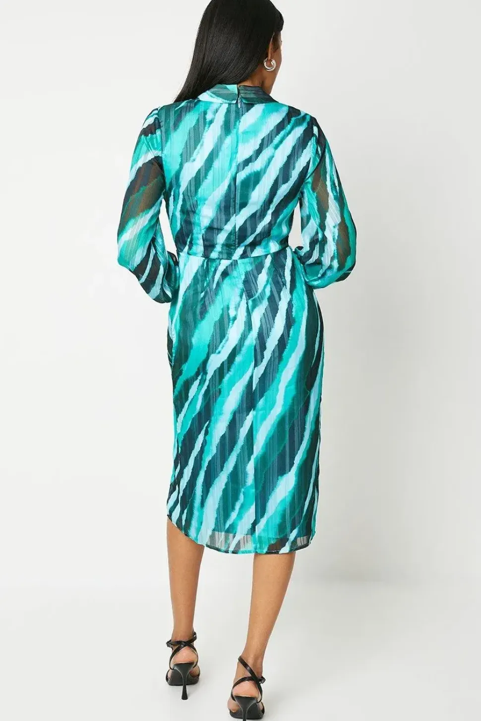 Printed Satin Wrap Front Shirt Dress