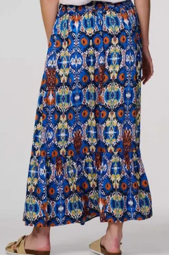 Printed Shirred High Waist Maxi Skirt