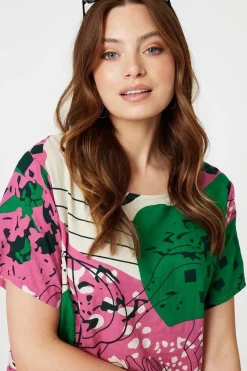 Printed Short Sleeve Relaxed Tunic Dress