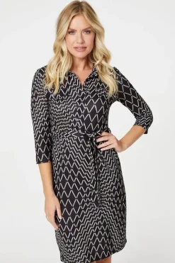 Printed 3/4 Sleeved Tunic Dress