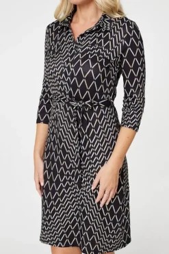 Printed 3/4 Sleeved Tunic Dress