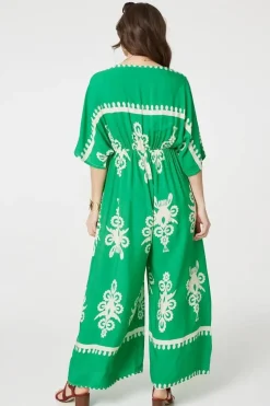 Printed 3/4 Sleeve Jumpsuit