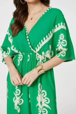 Printed 3/4 Sleeve Jumpsuit