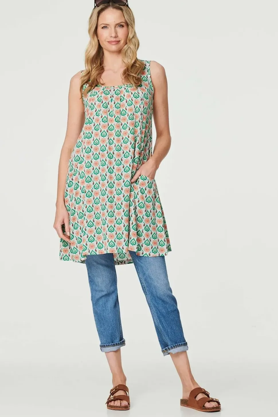 Printed Sleeveless Sun Dress