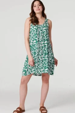 Printed Sleeveless Swing Dress