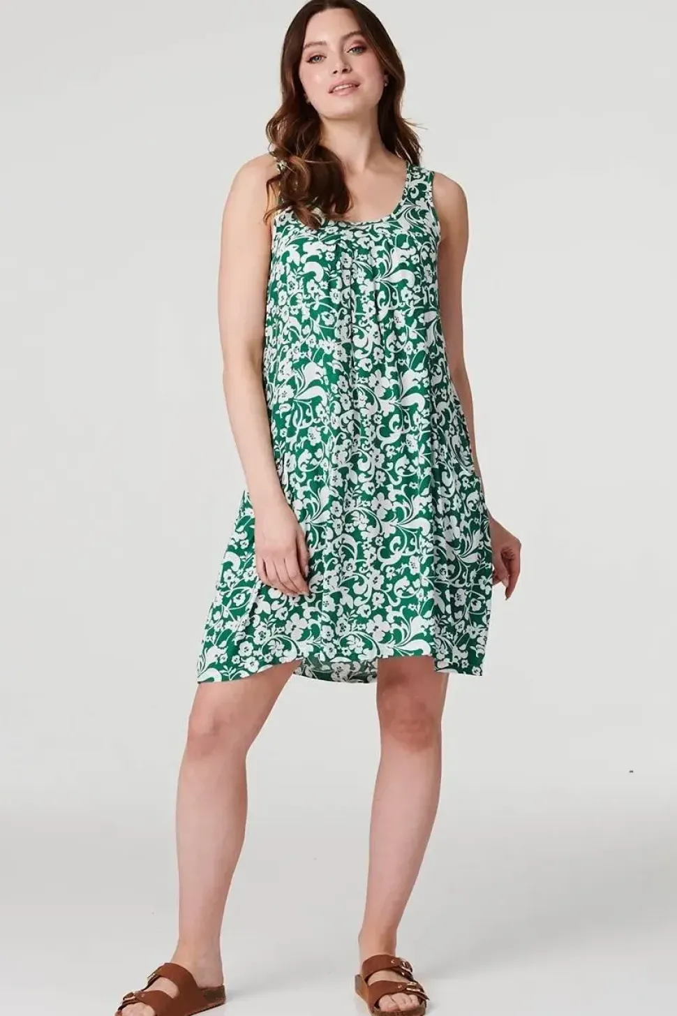 Printed Sleeveless Swing Dress