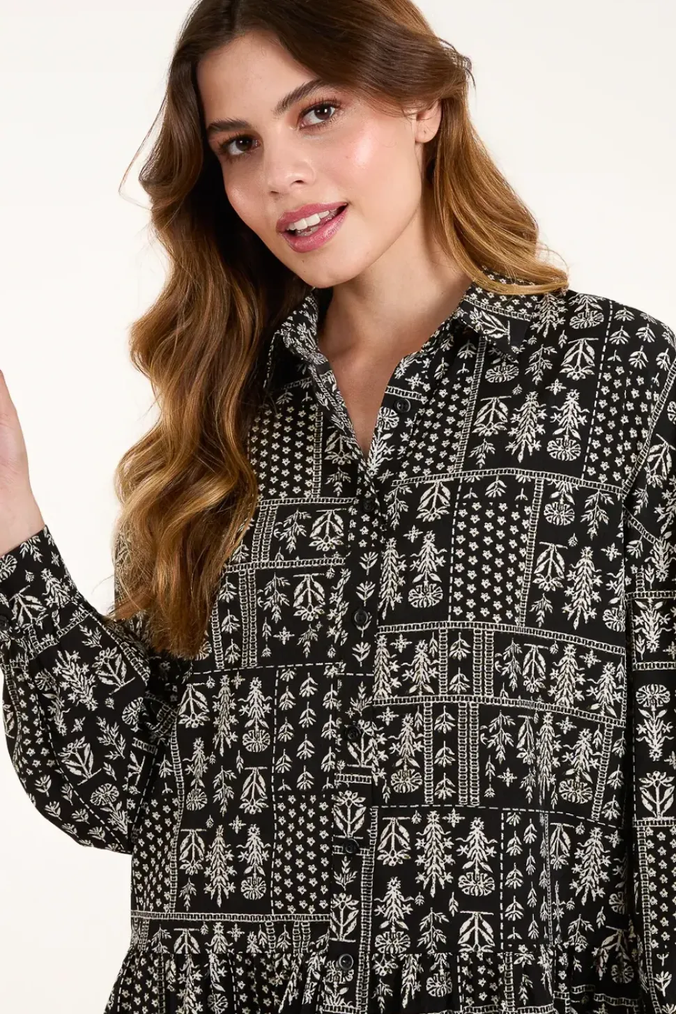 Printed Smock Shirt Dress
