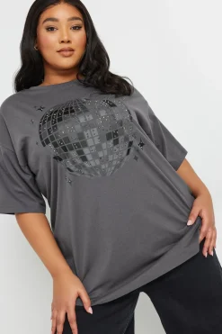 Printed Stud Embellished T-Shirt