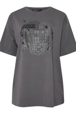 Printed Stud Embellished T-Shirt