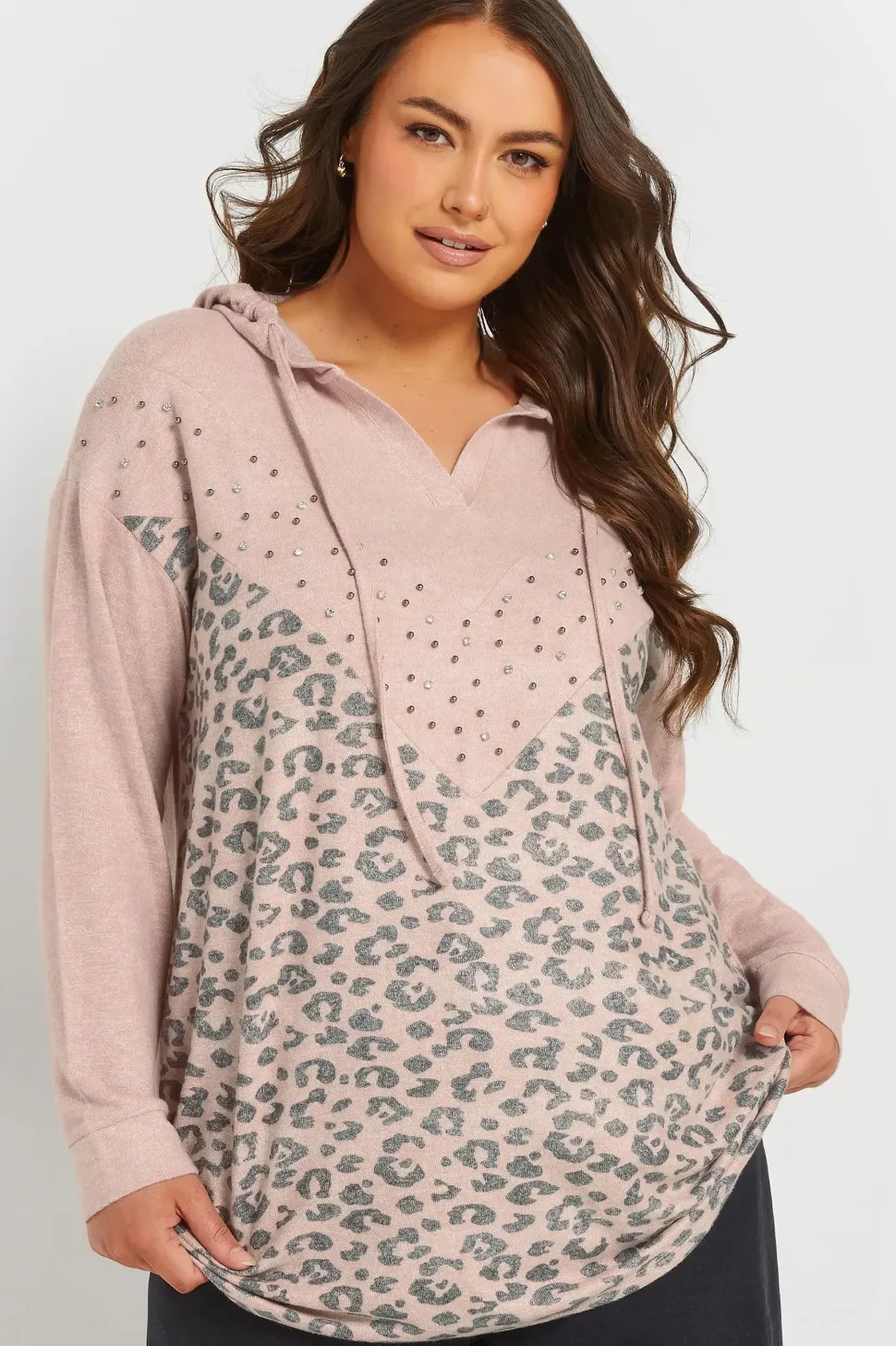 Printed Stud Hoodie