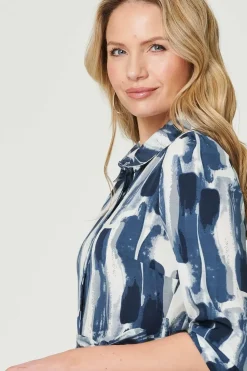 Printed Tailored Midi Shirt Dress